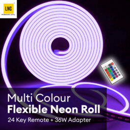Multi-Colour Flexible Neon Roll Kit – 16.4ft/5 Meters – Colour Changing Mood Lighting, Modern Ambient Heavy Duty Neon Light with Remote Control for Entertainment, TV, PC, Gaming, Home Decoration